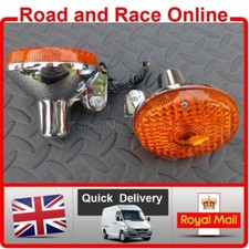 Kawasaki KM90 & KM100 Chrome Indicators 1 Pair Top Quality All Metal Fit 76-79