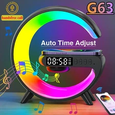 15W Fast Wireless Charging Pad Stand with Speaker, TF Card Slot, RGB Night Light