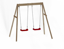 Kids Wooden Swing Set - Double (Red)