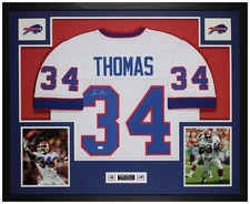 Thurman Thomas Autographed and Framed White Bills Jersey Auto JSA COA