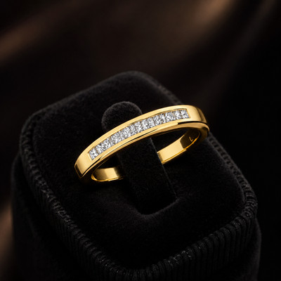 Kanalbesetzter natürlicher Diamant Ring 18kt Gelbgold 375 gepunzt Größen J - Q