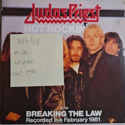 Judas Priest Hot Rockin/ Breaking The Law Vinyl Record VG+/VG CBSA1153 1981 