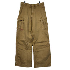 Vintage GUESS 34x33 Wide Leg Baggy Tan Brown Cargo Pants Y2K 90s Paratrooper