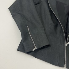 Calvin Klein Women s Size M Dark Gray Collarless Zip Blazer Jacket Zip On Sleeve