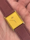 1991 Vintage Seiko Men's Gold-Tone Tank Watch w/New MAROON Band - 5Y30 Quartz