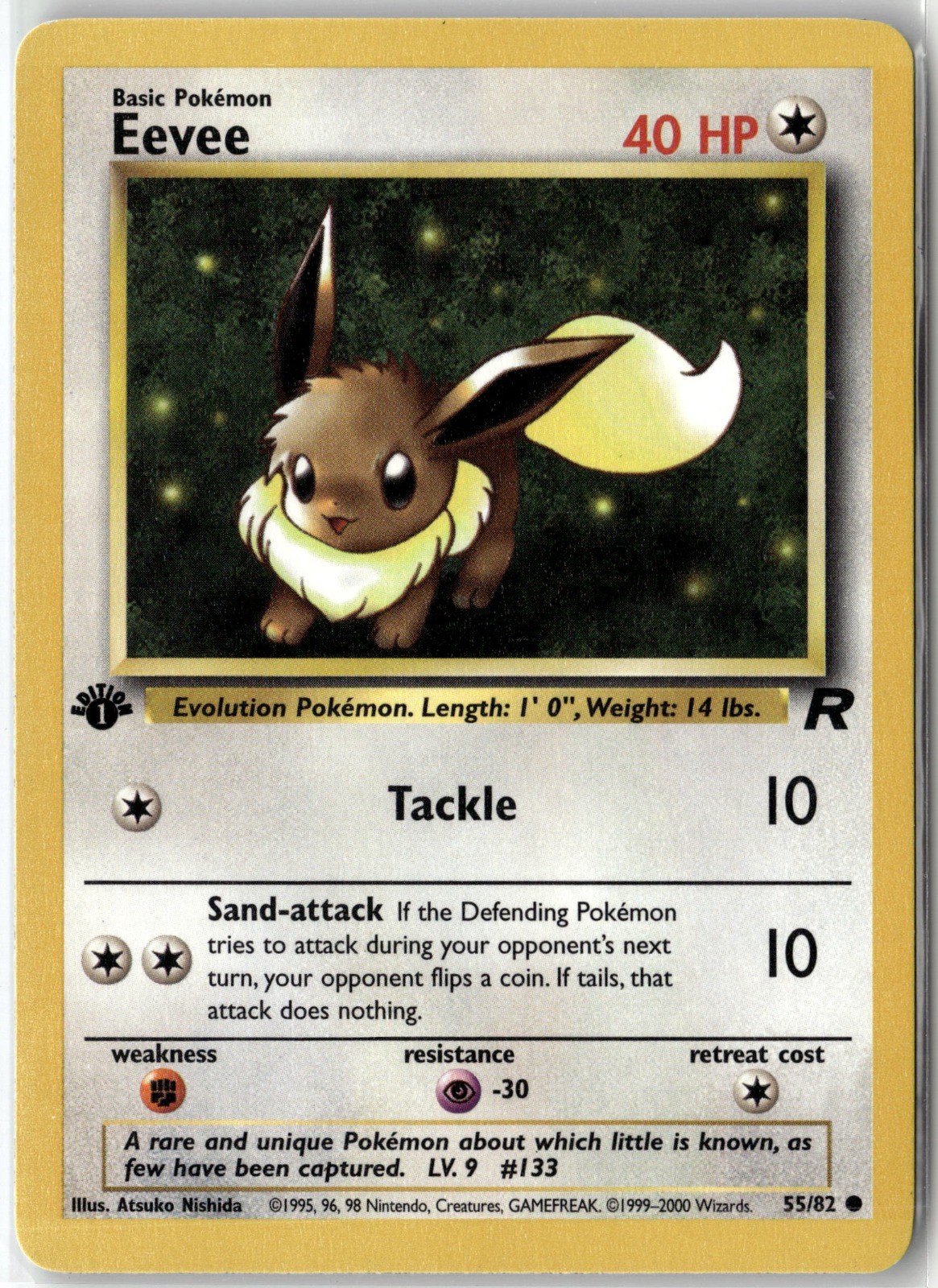 Eevee Common Team Rocket 55/82 1st Edition NM