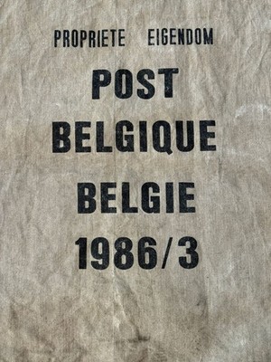 Vintage Belgian Postal Sack Canvas Bag 1986 Belgique 25'' X 36''  Post Office