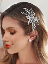 Bride Wedding Hair Comb Silver Crystal Hair Pieces Rhinestone Headpieces Bridal
