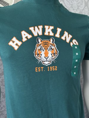 Netflix Stranger Things Hawkins Tigers Women's Racerback Tank Top - Green Design On White Heather