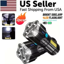 2 Pack 99000000 LM Super Bright LED Tactical Flashlight Rechargeable Work Light