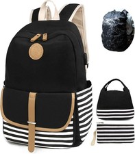 Backpacks for Women Teen Girls,Large Capacity Bookbag with USB Charger Port,Canv