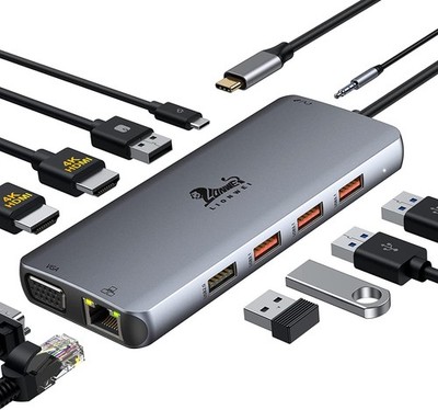 Laptop Docking Station Dual Monitor, 11-in-1 to 4K HDMI,VGA,Gigabit Ethernet,...