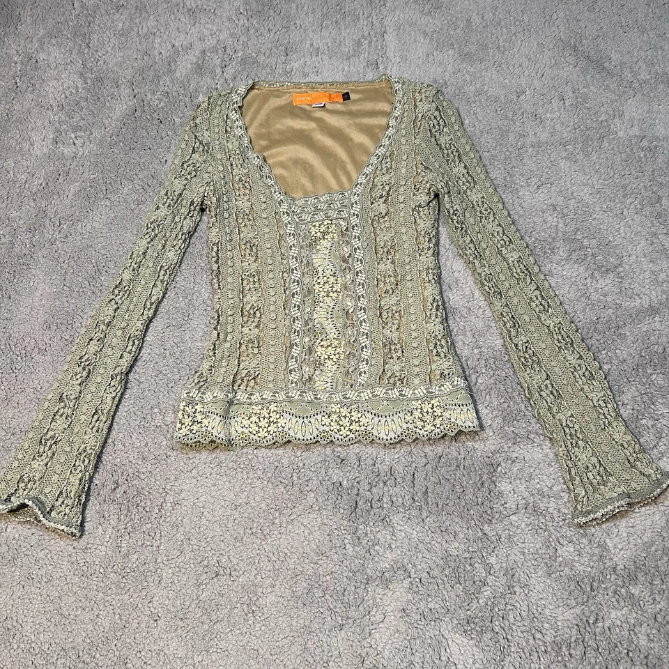 Cynthia Steffe Encaje REN Fest Bohemio Bordado Talla S Manga Ultra Larga