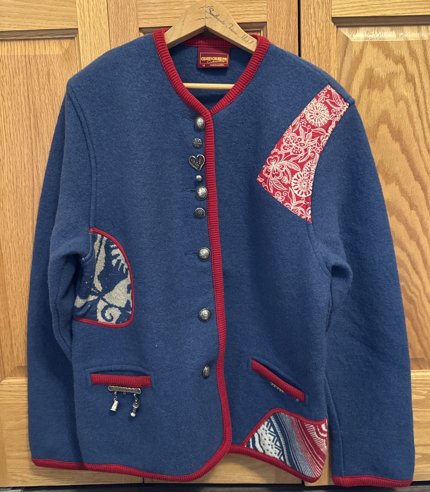 Geiger Women’s Patchwork Boiled Blue Wool Sweater… - image 20