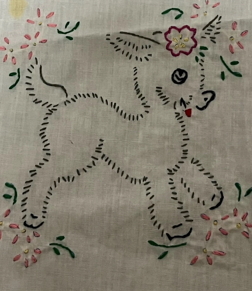 Hand Embroidered Panels 10 6"x8" Chick Duck Cat Rabbit Dog Etc - Image 2 of 4