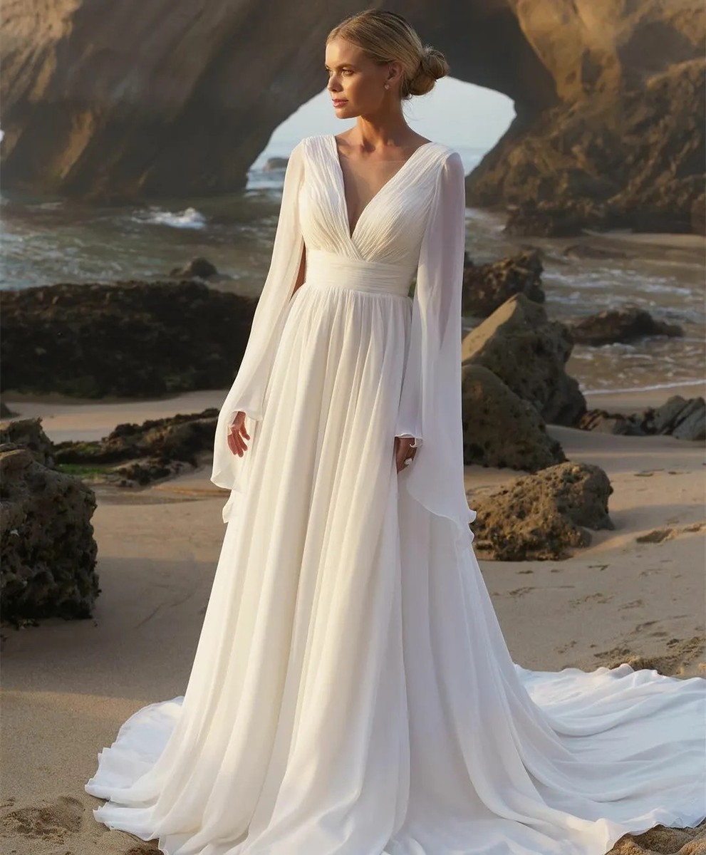a line boat neck wedding dress KissProm main image 0
