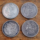 Lot of 4 US Morgan Silver Dollars, 90% Silver Coins, Auction #3
