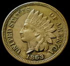 1863 INDIAN CENT FULL LIBERTY, DIAMONDS! XF
