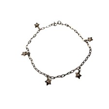 Ankle Bracelet Anklet Stars Charm Chain Link Silver Tone 9.5 inches
