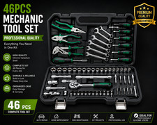 46PCS Socket Set Kit Mechanics Tool Ratchet Wrench Car Repair Toolset W/ Case