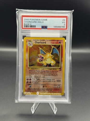 Charizard Base Set 2 PSA 3 Holo w/ Visible Swirl 🔥 Vintage WOTC 2000 Display