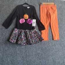 Counting Daisies Girls XS 4/5 2pc Halloween Pumpkin Sequin Dress  Leggings