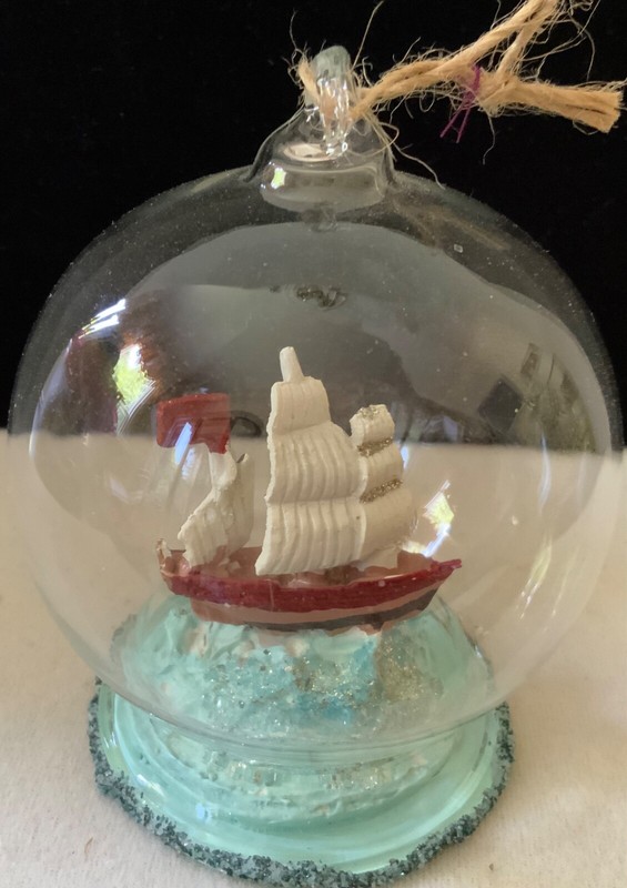 Cody Foster christmas ship in a glass bubble ornament nautical theme old stock