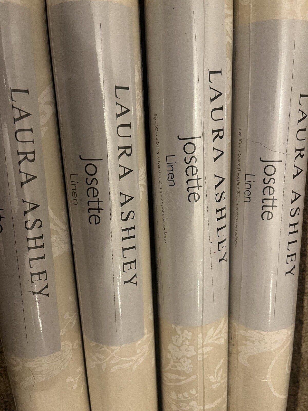 4 Rolls Laura Ashley Wallpaper Josette Gold Extremely Rare W089447A