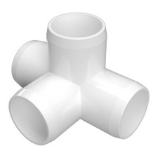 1/2" 4-Way PVC Tee Fitting, White 10-PK FORMUFIT Furniture Grade, Made in USA