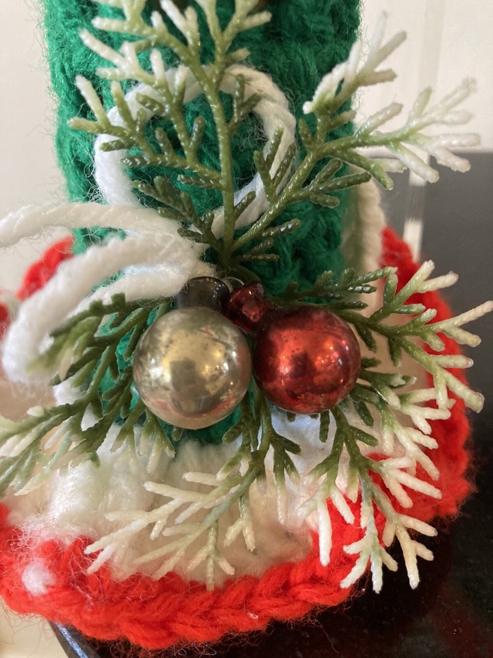 Vintage Homemade Crocheted Christmas Candle Stick Pair Grannycore eBay