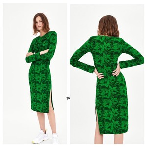green floral midi dress zara