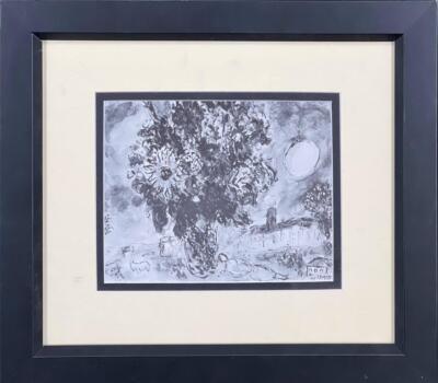 Marc Chagall Bouquet Devant Saint Paul Framed  Lithograph on Paper Surrealism