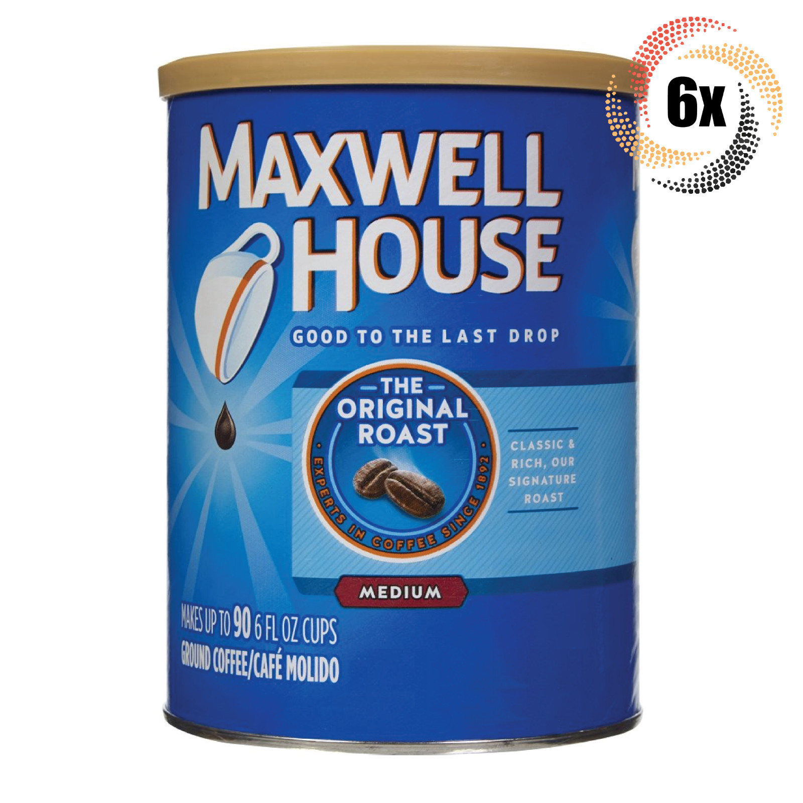 6 банок оригинальной обжарки кофе Maxwell House Medium |11,5 унций | Быстрая доставка! |
