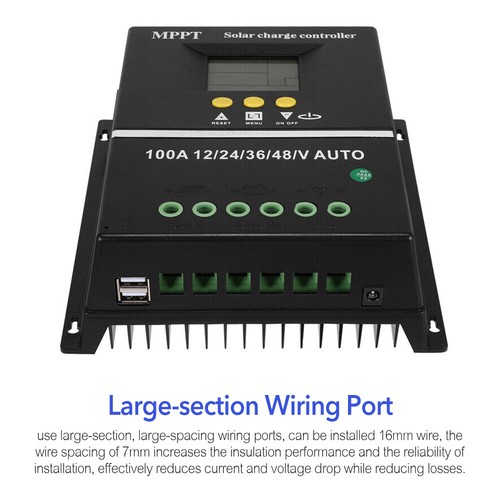 100A Solar Panel Charge Controller 12V 24V 36V 48V Regulator Auto Dual USB Mppt - Picture 7 of 12