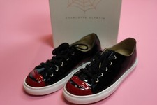 Charlotte Oympia Black Patent Kiss Me Sneakers Size 34US in box with dust bag