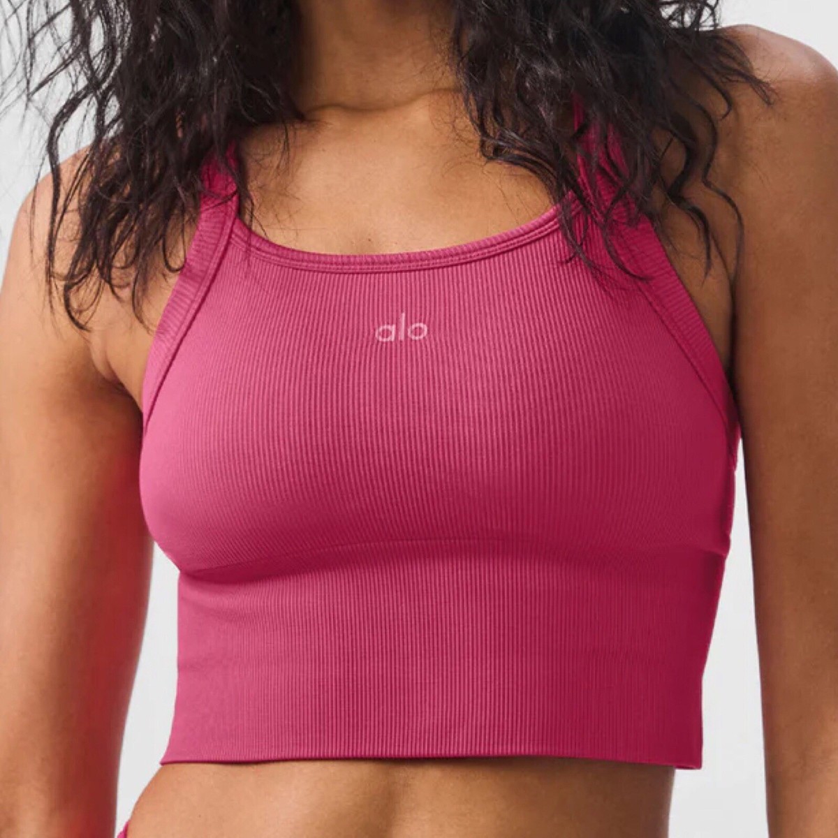 Alo Yoga Seamless Ribbed Favorite Bra Tank Pink Summer Crush M | eBay