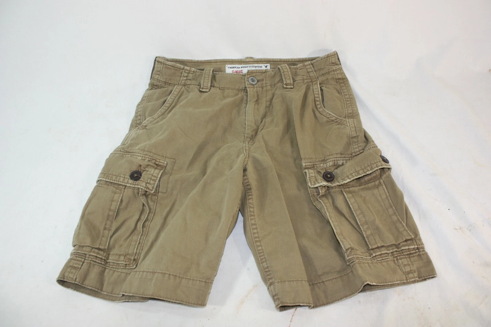 American Eagle Cargo Shorts Men's 30 x 10 Khaki Tan Beige Outdoor Urban Grunge