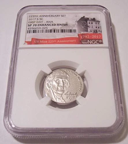 2017 S Jefferson Nickel Enhanced Finish SP70 NGC FDI ANA Label