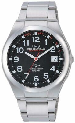 Citizen Q&Q Watch Analog Radio Solar Waterproof Date Metal Band HG12-205 Men's
