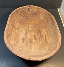 Vintage Hand Carved Natural Wooden Dough Bowl. Rustic, Primitive, Farmhouse