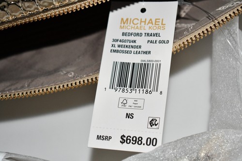 Michael Kors Weekender Tasche XL Metallic Krokodilleder in Gold #30F4G - Bild 10 von 11