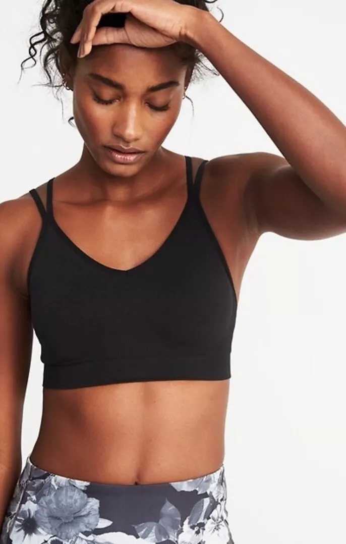 Old Navy Womens Seamless Light Support Sports Bra Size M Blk NWT