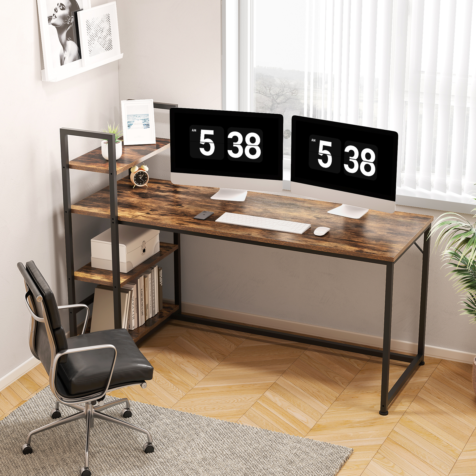 Pc Desk Ebay FlexiSpot 48in Computer Desk with Reversible Storage Shelves Home ...