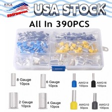390Pcs AWG 2 4 6 8 10 12 14 16 Wire Ferrules Kits Crimp Connectors Terminal Kit
