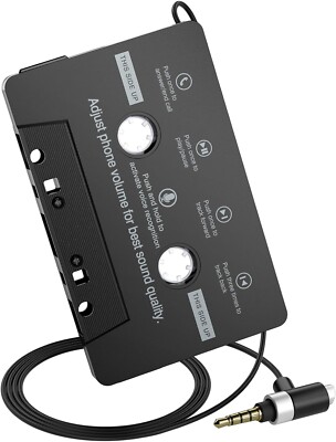 Car Cassette Aux Adapter with Microphone, Cable Audio Cassette