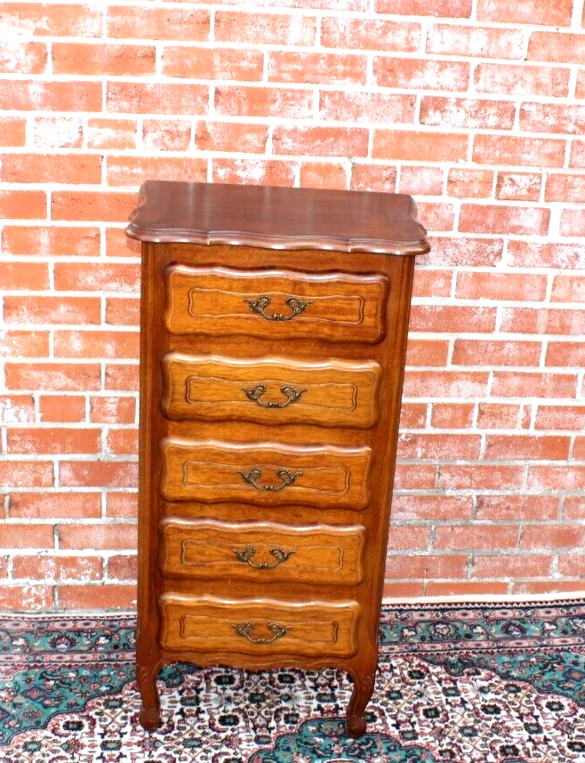 Cajonera de roble francés Luis XV 5 cajones | Mesita de noche pequeña vintage Foto 4 de 4