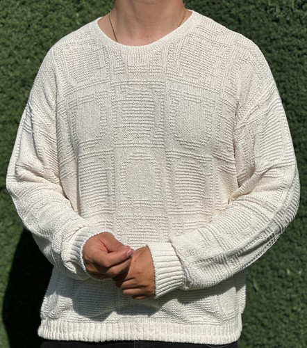 Salvatore Ferragamo, Salvatore Ferragamo Vintage Hand Knit Textured Pullover Sweater Size XL