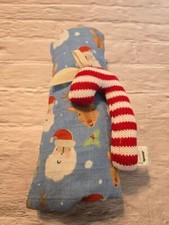 Mud Pie Blue Christmas Muslin Blanket 47" x 47" New With Tags