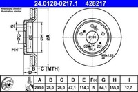 2X ATE 24.0128-0217.1 Bremsscheibe FüR Honda