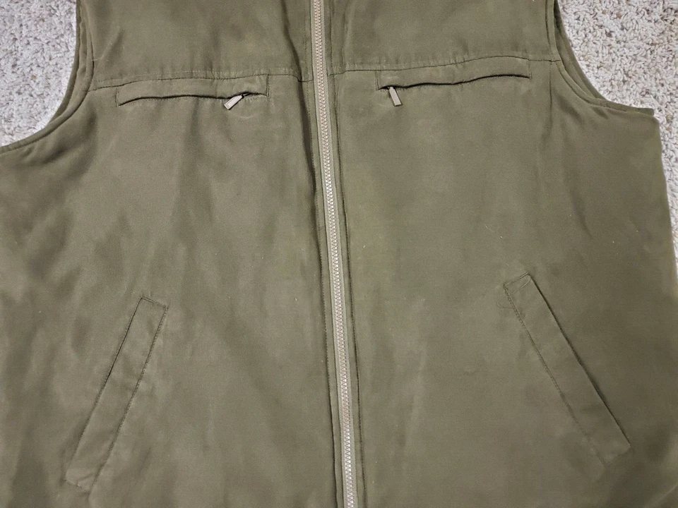 RAINFOREST RFT MICROSUEDE SHERPA LINED MEN FULLZIP VEST SZ XL GREEN MULTI POCKET - Image 4 of 4